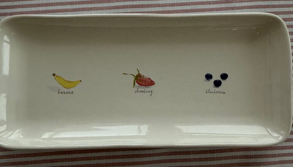 Rae Dunn Fruit Tray Banana Strawberry Blueberries Serving ceramic dish